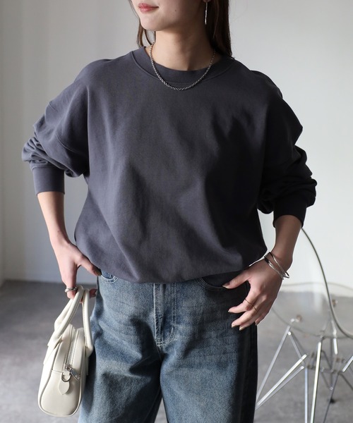 Riberry（リベリー）の「オーバーサイズスウェット（スウェット・レディース・チャコールグレー/ブラック/ネイビー/グリーン/アイボリー/オートミール・FREE）」の3枚目の写真