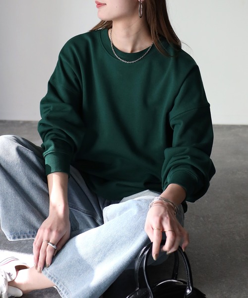 Riberry（リベリー）の「オーバーサイズスウェット（スウェット・レディース・チャコールグレー/ブラック/ネイビー/グリーン/アイボリー/オートミール・FREE）」の5枚目の写真