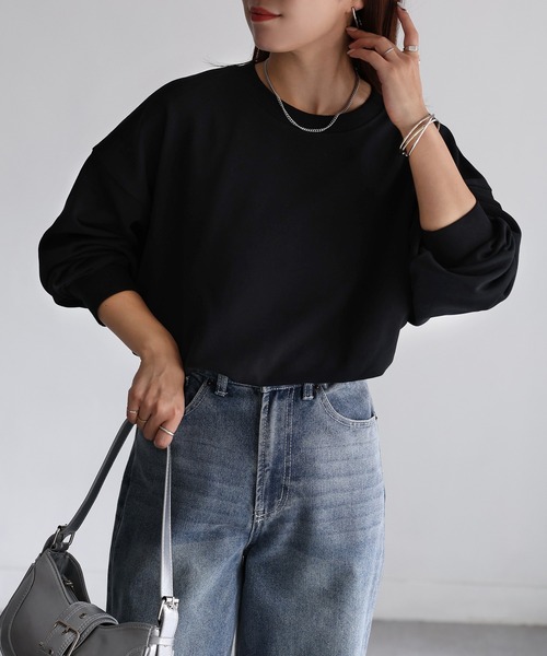 Riberry（リベリー）の「オーバーサイズスウェット（スウェット・レディース・チャコールグレー/ブラック/ネイビー/グリーン/アイボリー/オートミール・FREE）」の12枚目の写真