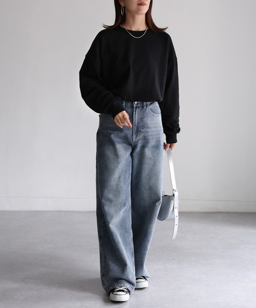 Riberry（リベリー）の「オーバーサイズスウェット（スウェット・レディース・チャコールグレー/ブラック/ネイビー/グリーン/アイボリー/オートミール・FREE）」の9枚目の写真