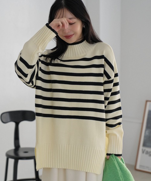 VIS（ビス）の「【選べる着丈】サイドスリットニット【アンチピリング・洗える】（ニット/セーター・レディース・ラベンダー/ホワイト系その他/オフホワイト/ブラック・FS/FREE）」の9枚目の写真