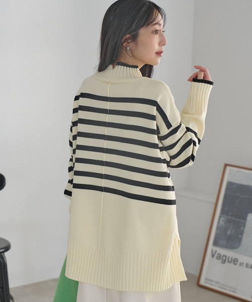 VIS（ビス）の「【選べる着丈】サイドスリットニット【アンチピリング・洗える】（ニット/セーター・レディース・ラベンダー/ホワイト系その他/オフホワイト/ブラック・FS/FREE）」の11枚目の写真