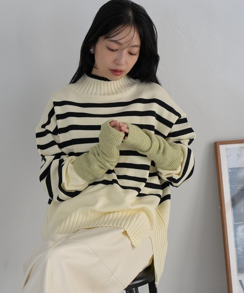 VIS（ビス）の「【選べる着丈】サイドスリットニット【アンチピリング・洗える】（ニット/セーター・レディース・ラベンダー/ホワイト系その他/オフホワイト/ブラック・FS/FREE）」の12枚目の写真