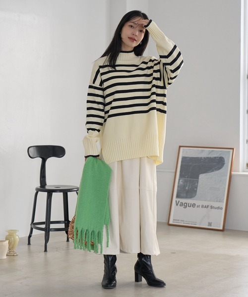 VIS（ビス）の「【選べる着丈】サイドスリットニット【アンチピリング・洗える】（ニット/セーター・レディース・ラベンダー/ホワイト系その他/オフホワイト/ブラック・FS/FREE）」の13枚目の写真