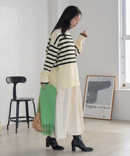 VIS（ビス）の「【選べる着丈】サイドスリットニット【アンチピリング・洗える】（ニット/セーター・レディース・ラベンダー/ホワイト系その他/オフホワイト/ブラック・FS/FREE）」の14枚目の写真