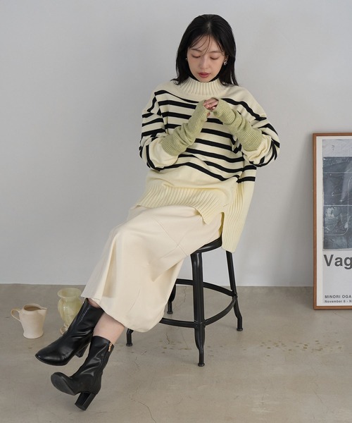 VIS（ビス）の「【選べる着丈】サイドスリットニット【アンチピリング・洗える】（ニット/セーター・レディース・ラベンダー/ホワイト系その他/オフホワイト/ブラック・FS/FREE）」の15枚目の写真