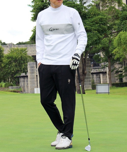 GIORNO SEVEN（ジョルノセブン）の「モックネックシャツ ゴルフウェア 筆記体ロゴ 長袖 ポロシャツ ハイネック メンズ（ゴルフグッズ・メンズ・ブラック/ホワイト/ネイビー・M/L/XL/XXL）」の4枚目の写真