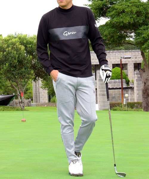 GIORNO SEVEN（ジョルノセブン）の「モックネックシャツ ゴルフウェア 筆記体ロゴ 長袖 ポロシャツ ハイネック メンズ（ゴルフグッズ・メンズ・ブラック/ホワイト/ネイビー・M/L/XL/XXL）」の5枚目の写真