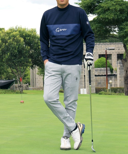 GIORNO SEVEN（ジョルノセブン）の「モックネックシャツ ゴルフウェア 筆記体ロゴ 長袖 ポロシャツ ハイネック メンズ（ゴルフグッズ・メンズ・ブラック/ホワイト/ネイビー・M/L/XL/XXL）」の6枚目の写真