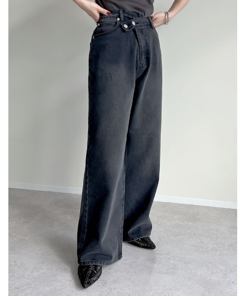 Re:EDIT（リエディ）の「[低身長/高身長/大きいサイズ有]クロスウエストストレートコットンデニムパンツ（デニムパンツ・レディース・ブラック/ブルー/ホワイト/ネイビー/ブルー系その他・TALL/SHORT/X-LARGE/LARGE/MEDIUM）」の10枚目の写真