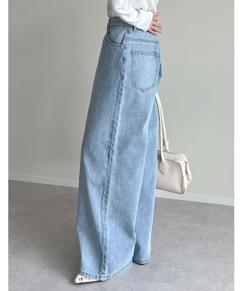 Re:EDIT（リエディ）の「[低身長/高身長/大きいサイズ有]クロスウエストストレートコットンデニムパンツ（デニムパンツ・レディース・ブラック/ブルー/ホワイト/ネイビー/ブルー系その他・TALL/SHORT/X-LARGE/LARGE/MEDIUM）」の12枚目の写真