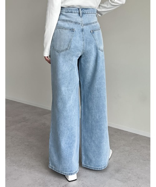 Re:EDIT（リエディ）の「[低身長/高身長/大きいサイズ有]クロスウエストストレートコットンデニムパンツ（デニムパンツ・レディース・ブラック/ブルー/ホワイト/ネイビー/ブルー系その他・TALL/SHORT/X-LARGE/LARGE/MEDIUM）」の13枚目の写真