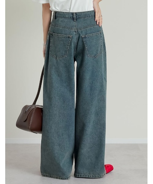 Re:EDIT（リエディ）の「[低身長/高身長/大きいサイズ有]クロスウエストストレートコットンデニムパンツ（デニムパンツ・レディース・ブラック/ブルー/ホワイト/ネイビー/ブルー系その他・TALL/SHORT/X-LARGE/LARGE/MEDIUM）」の6枚目の写真