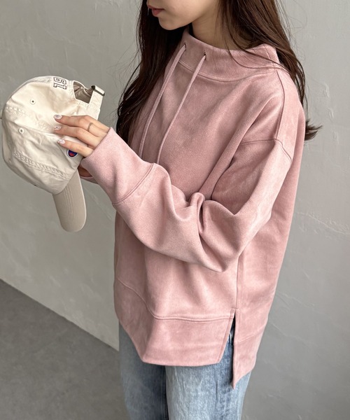 ikka(イッカ)の「【親子コーデ】GOKU楽 カットスエードスピンドルプルオーバー(スウェット・レディース・ベージュ/モカ/ミント/ピンクベージュ/ブラック・M/L/S)」の5枚目の写真