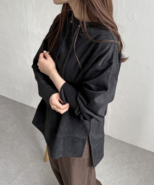 ikka(イッカ)の「【親子コーデ】GOKU楽 カットスエードスピンドルプルオーバー(スウェット・レディース・ベージュ/モカ/ミント/ピンクベージュ/ブラック・M/L/S)」の17枚目の写真