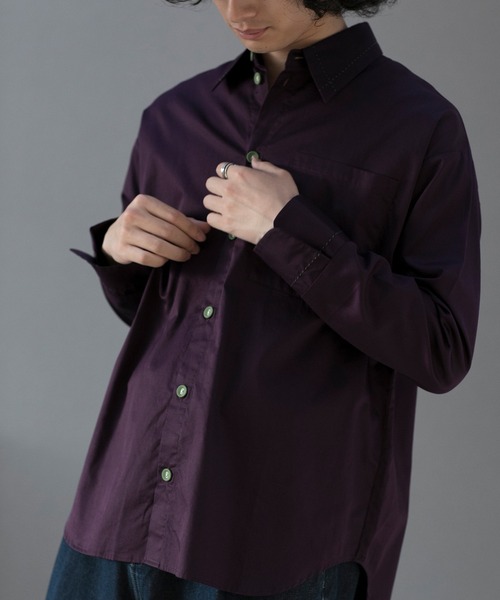aimoha（アイモハ）の「aimoha menステッチバイカラーシャツ（シャツ/ブラウス・メンズ・パープル/ホワイト・M/L/XL）」の2枚目の写真