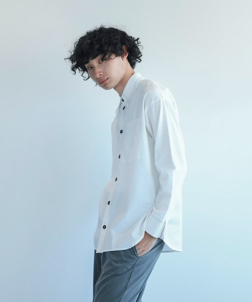 aimoha（アイモハ）の「aimoha menステッチバイカラーシャツ（シャツ/ブラウス・メンズ・パープル/ホワイト・M/L/XL）」の3枚目の写真