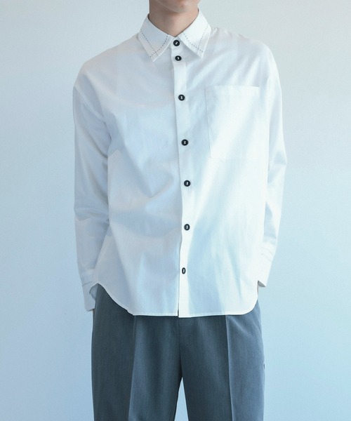 aimoha（アイモハ）の「aimoha menステッチバイカラーシャツ（シャツ/ブラウス・メンズ・パープル/ホワイト・M/L/XL）」の4枚目の写真