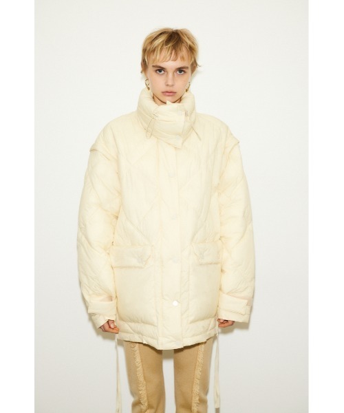 THROW by SLY（スローバイスライ）の「THROW 2WAY STAND PUFFER COAT 2ウェイ スタンド パッファー コート（ダウンジャケット/コート・レディース・アイボリー/ブラック・FREE）」の4枚目の写真