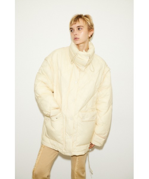 THROW by SLY（スローバイスライ）の「THROW 2WAY STAND PUFFER COAT 2ウェイ スタンド パッファー コート（ダウンジャケット/コート・レディース・アイボリー/ブラック・FREE）」の5枚目の写真