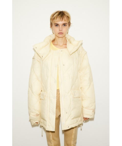 THROW by SLY（スローバイスライ）の「THROW 2WAY STAND PUFFER COAT 2ウェイ スタンド パッファー コート（ダウンジャケット/コート・レディース・アイボリー/ブラック・FREE）」の7枚目の写真