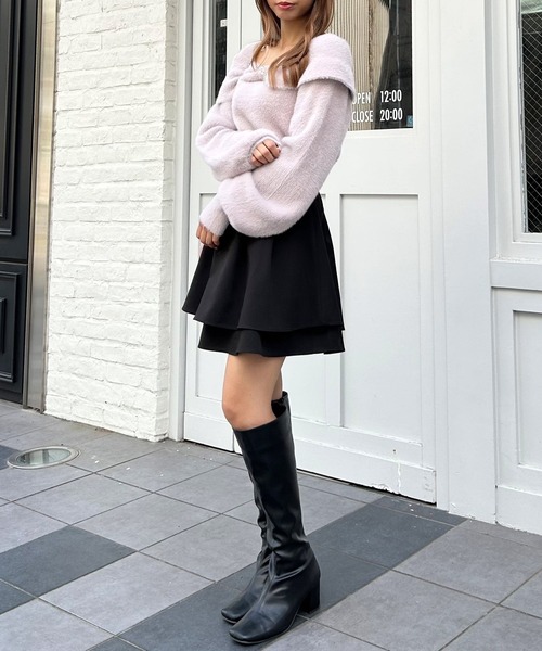 INGNI(イング)の「フェザーヤーンオフショルリボンニット(ニット/セーター・レディース・アイボリー/ライトグレー/ピンク・M)」の17枚目の写真