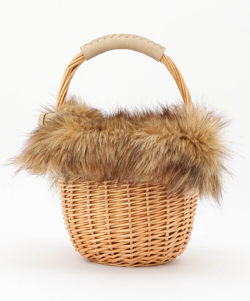 そ*た様 WOVEN かごバッグ メルカドバッグ ベージュ ファー付き そ*た様 WOVEN かごバッグ メルカドバッグ ベージュ ファー付き そ*た様