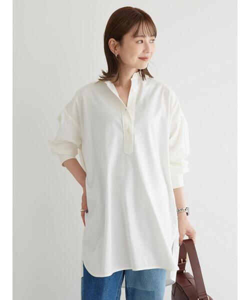 AMERICAN HOLIC(アメリカンホリック)の「バックタックシャツチュニック(チュニック・レディース・チェック/オフホワイト/キャメル・M/L)」の4枚目の写真