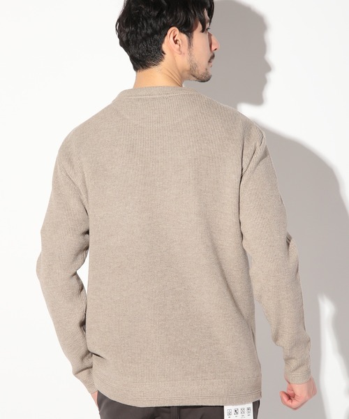 UNION STATION（ユニオンステーション）の「前身カルゼ杢ﾀﾞﾝﾎﾞｰﾙ×ウール混畦ニットクルー（Tシャツ/カットソー・メンズ・ベージュ/ブラック・LL/L/M）」の8枚目の写真