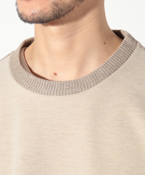 UNION STATION（ユニオンステーション）の「前身カルゼ杢ﾀﾞﾝﾎﾞｰﾙ×ウール混畦ニットクルー（Tシャツ/カットソー・メンズ・ベージュ/ブラック・LL/L/M）」の9枚目の写真