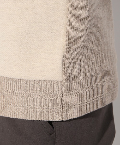 UNION STATION（ユニオンステーション）の「前身カルゼ杢ﾀﾞﾝﾎﾞｰﾙ×ウール混畦ニットクルー（Tシャツ/カットソー・メンズ・ベージュ/ブラック・LL/L/M）」の11枚目の写真