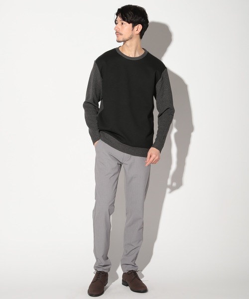 UNION STATION（ユニオンステーション）の「前身カルゼ杢ﾀﾞﾝﾎﾞｰﾙ×ウール混畦ニットクルー（Tシャツ/カットソー・メンズ・ベージュ/ブラック・LL/L/M）」の4枚目の写真