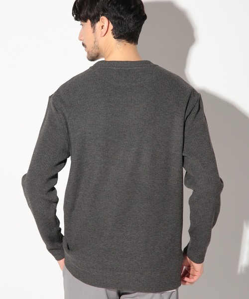 UNION STATION（ユニオンステーション）の「前身カルゼ杢ﾀﾞﾝﾎﾞｰﾙ×ウール混畦ニットクルー（Tシャツ/カットソー・メンズ・ベージュ/ブラック・LL/L/M）」の6枚目の写真