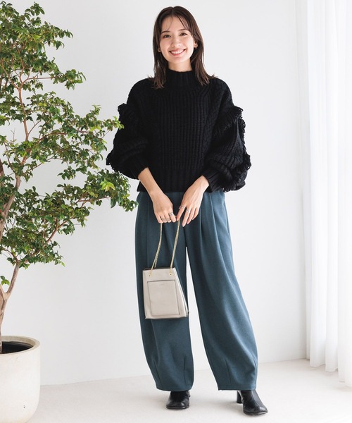 LEPSIM（レプシィム）の「3.5ゲージフリンジショートプルオーバー　983143（ニット/セーター・レディース・オフホワイト/ブラック・FREE）」の12枚目の写真