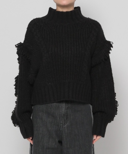 LEPSIM（レプシィム）の「3.5ゲージフリンジショートプルオーバー　983143（ニット/セーター・レディース・オフホワイト/ブラック・FREE）」の13枚目の写真
