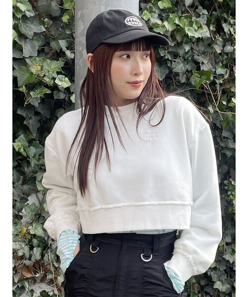 MURUA（ムルーア）の「mumuロゴクロップトスウェット（スウェット・レディース・グレー/ブルー/ホワイト・FREE）」の5枚目の写真