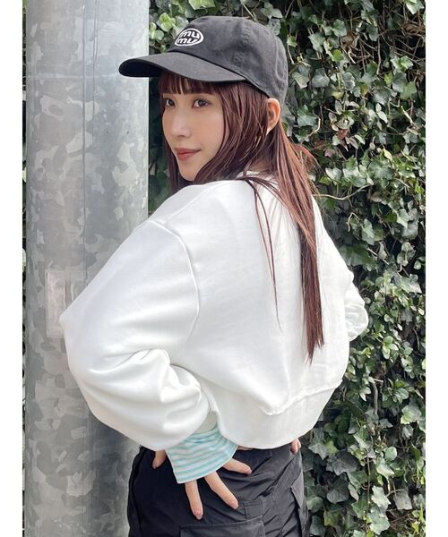 MURUA（ムルーア）の「mumuロゴクロップトスウェット（スウェット・レディース・グレー/ブルー/ホワイト・FREE）」の8枚目の写真