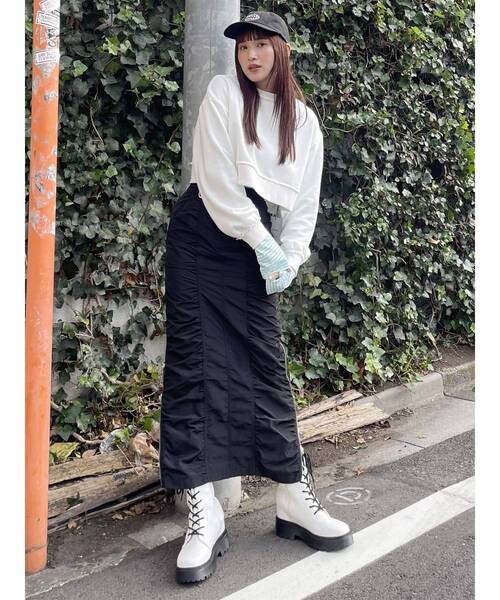 MURUA（ムルーア）の「mumuロゴクロップトスウェット（スウェット・レディース・グレー/ブルー/ホワイト・FREE）」の9枚目の写真