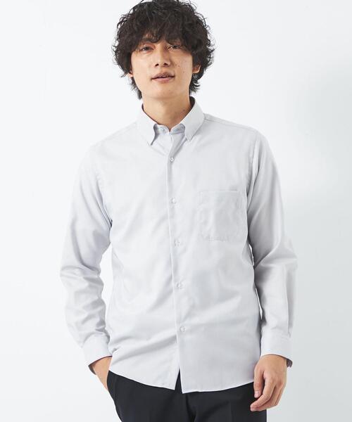 green label relaxing（グリーンレーベルリラクシング）の「エブリット オックスフォード ムジ スナップ ボタンダウン ドレスシャツ -イージーアイロン-（シャツ/ブラウス・メンズ・ライトグレー/ネイビー・XL/L/M/S）」の4枚目の写真