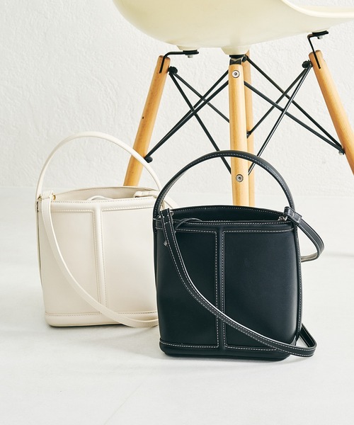 セール】ステッチデザインバケツ型2wayバッグ BA-214（ショルダー