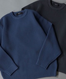 crew neck knit pull over/オーバーサイズ エコニット プルオーバー 吸水速乾 UVカット 洗濯可 帯電防止 抗ピリング