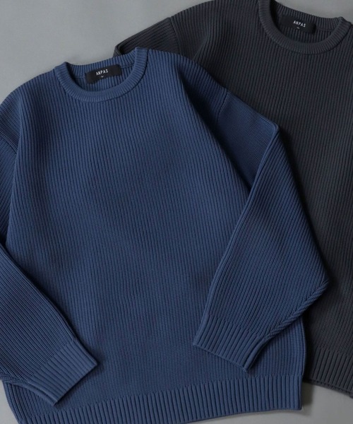 SITRY(シトリー)の「crew neck knit pull over/オーバーサイズ エコニット プルオーバー 吸水速乾 UVカット 洗濯可 帯電防止 抗ピリング(ニット/セーター・メンズ・ブラック/オフホワイト/チャコール/ブルー/グレイッシュベージュ・LL/M/L)」の5枚目の写真