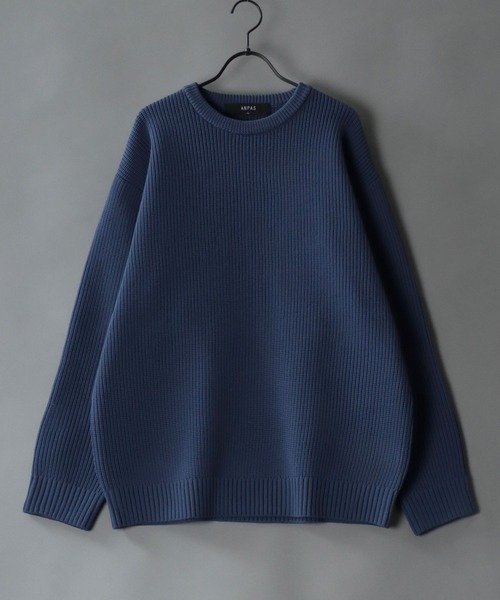 SITRY(シトリー)の「crew neck knit pull over/オーバーサイズ エコニット プルオーバー 吸水速乾 UVカット 洗濯可 帯電防止 抗ピリング(ニット/セーター・メンズ・ブラック/オフホワイト/チャコール/ブルー/グレイッシュベージュ・LL/M/L)」の15枚目の写真
