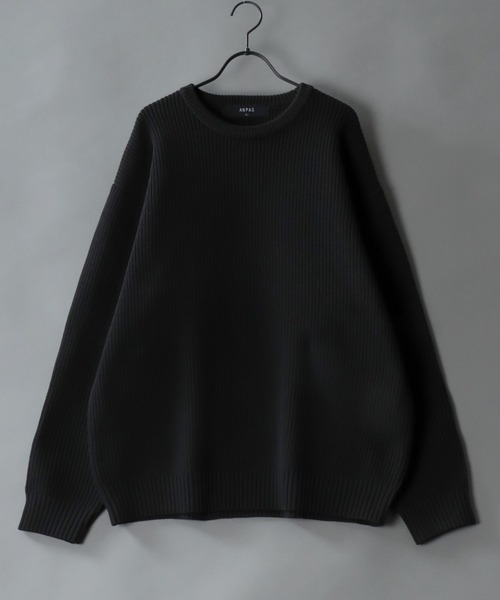 SITRY(シトリー)の「crew neck knit pull over/オーバーサイズ エコニット プルオーバー 吸水速乾 UVカット 洗濯可 帯電防止 抗ピリング(ニット/セーター・メンズ・ブラック/オフホワイト/チャコール/ブルー/グレイッシュベージュ・LL/M/L)」の12枚目の写真