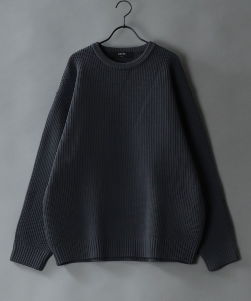 SITRY(シトリー)の「crew neck knit pull over/オーバーサイズ エコニット プルオーバー 吸水速乾 UVカット 洗濯可 帯電防止 抗ピリング(ニット/セーター・メンズ・ブラック/オフホワイト/チャコール/ブルー/グレイッシュベージュ・LL/M/L)」の13枚目の写真