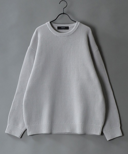 SITRY(シトリー)の「crew neck knit pull over/オーバーサイズ エコニット プルオーバー 吸水速乾 UVカット 洗濯可 帯電防止 抗ピリング(ニット/セーター・メンズ・ブラック/オフホワイト/チャコール/ブルー/グレイッシュベージュ・LL/M/L)」の14枚目の写真