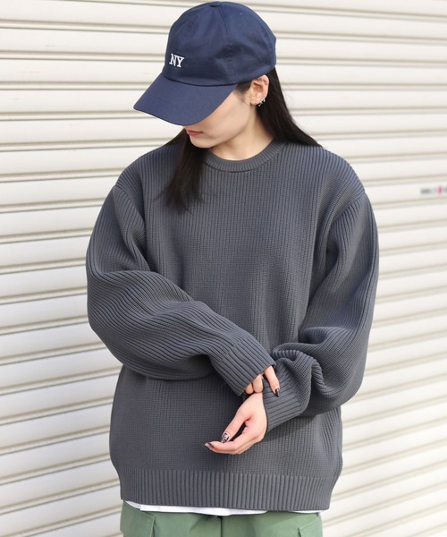 SITRY(シトリー)の「crew neck knit pull over/オーバーサイズ エコニット プルオーバー 吸水速乾 UVカット 洗濯可 帯電防止 抗ピリング(ニット/セーター・メンズ・ブラック/オフホワイト/チャコール/ブルー/グレイッシュベージュ・LL/M/L)」の7枚目の写真