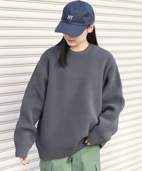 SITRY(シトリー)の「crew neck knit pull over/オーバーサイズ エコニット プルオーバー 吸水速乾 UVカット 洗濯可 帯電防止 抗ピリング(ニット/セーター・メンズ・ブラック/オフホワイト/チャコール/ブルー/グレイッシュベージュ・LL/M/L)」の8枚目の写真