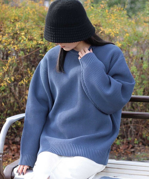 SITRY(シトリー)の「crew neck knit pull over/オーバーサイズ エコニット プルオーバー 吸水速乾 UVカット 洗濯可 帯電防止 抗ピリング(ニット/セーター・メンズ・ブラック/オフホワイト/チャコール/ブルー/グレイッシュベージュ・LL/M/L)」の21枚目の写真