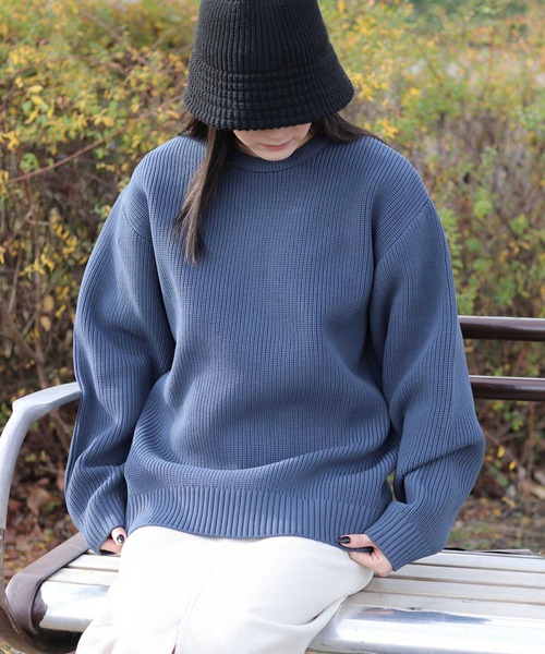 SITRY(シトリー)の「crew neck knit pull over/オーバーサイズ エコニット プルオーバー 吸水速乾 UVカット 洗濯可 帯電防止 抗ピリング(ニット/セーター・メンズ・ブラック/オフホワイト/チャコール/ブルー/グレイッシュベージュ・LL/M/L)」の20枚目の写真